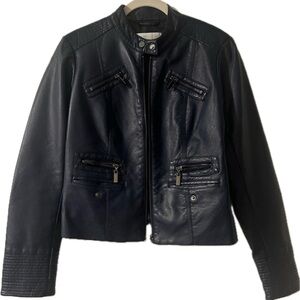 Buttery Soft Faux leather Blue Biker Jacket by NYCO Size Small